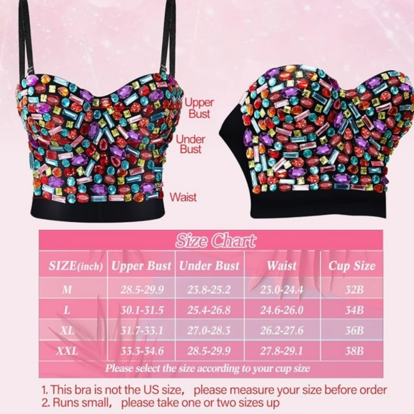 Black Rhinestone Bedazzled Bustier Corset Women's Size XL (runs small) - Picture 11 of 12